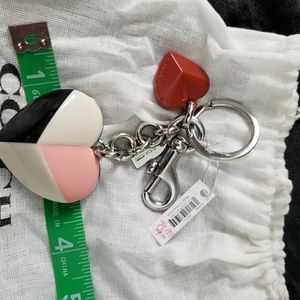 New coach multi colored heart keychain